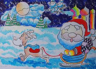 圣诞画画_儿童圣诞节绘画作品展示