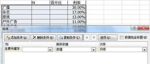 excel怎么根据百分比排序