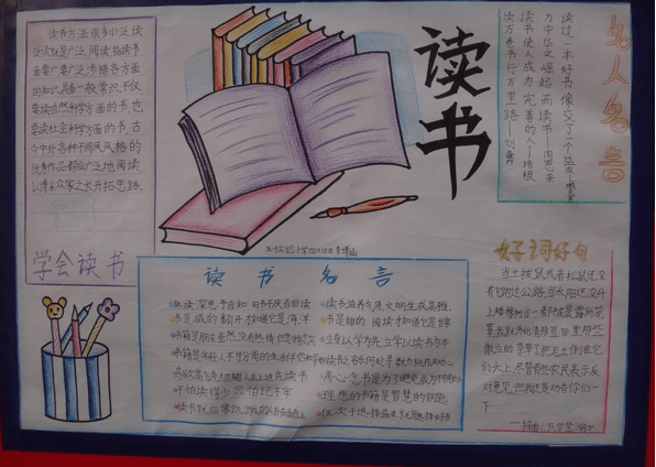 有关小学生读书活动手抄报的文字图片