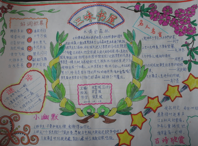 有关小学生读书活动手抄报的文字图片