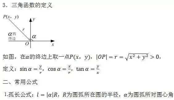 高中数学知识点总结及公式大全