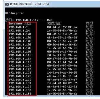 怎么通过命令查看局域网中IP地址