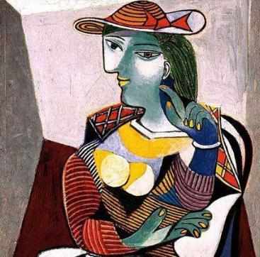 毕加索戴帽子的女子油画图片