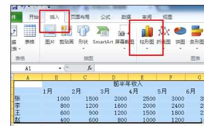 Excel中画出三柱状图的操作方法