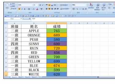 Excel2007中表格按填充颜色进行排序的操作方法