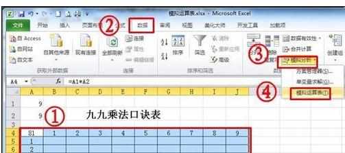 Excel2010中模拟运算表的使用方法