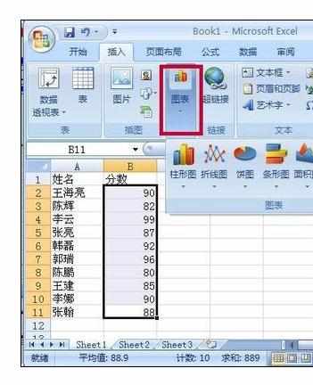 Excel2007中表格制作折线图的操作方法