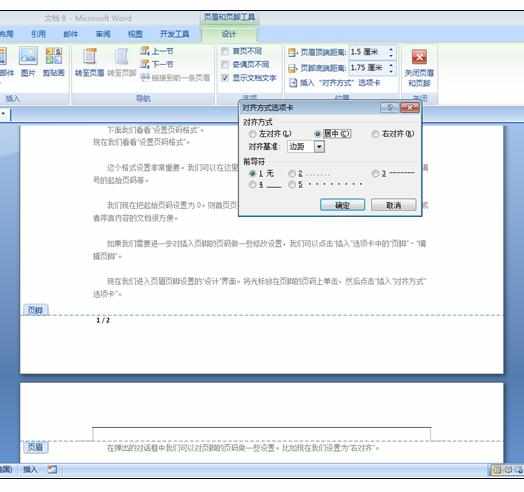 Word2007中设置页码的操作技巧