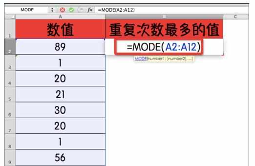 Excel中进行mode函数的使用方法