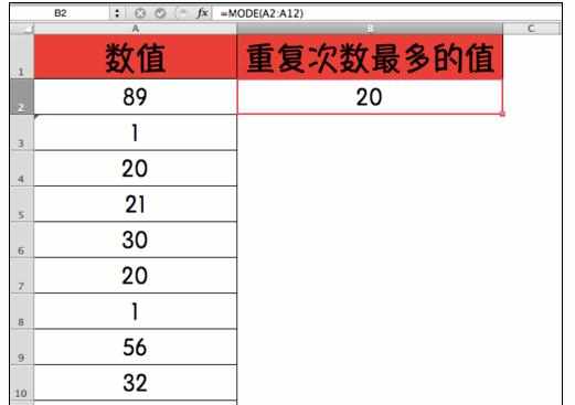 Excel中进行mode函数的使用方法