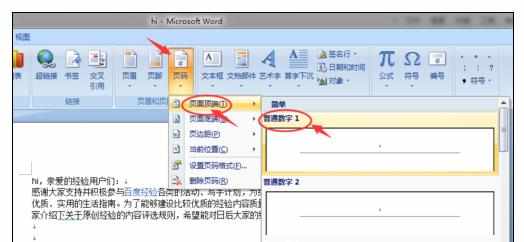 Word2007中进行设置不同页码的操作方法