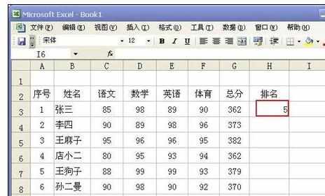 Excel中进行rank函数自动排名的操作方法