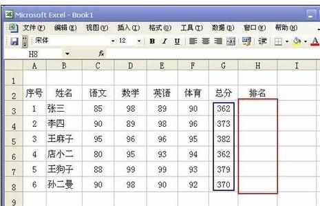 Excel中进行rank函数自动排名的操作方法