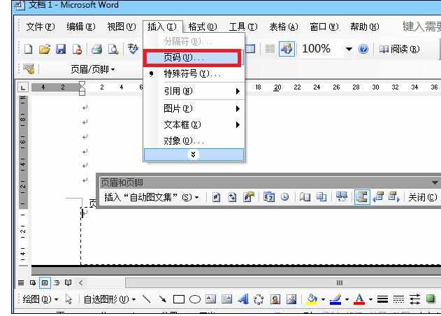 Word2003文档中任意页插入页码的操作方法