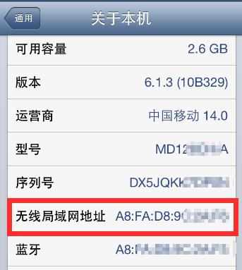 怎样查看iphone手机的无线局域网MAC地址