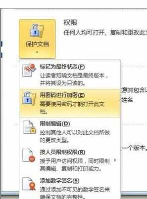 Word中2010版进行文档设置加密的操作方法