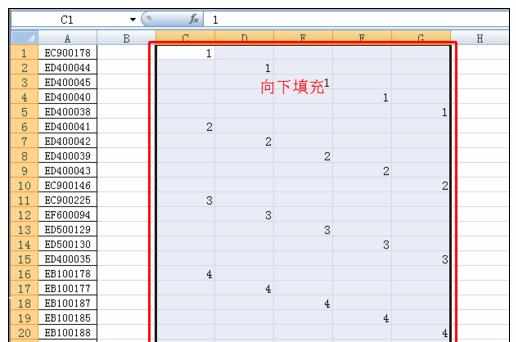 Excel中把表格数据一列分为多行多列的操作方法