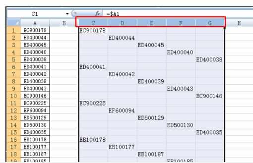 Excel中把表格数据一列分为多行多列的操作方法