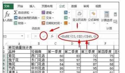 Excel中进行利用rank函数计算名次的操作方法