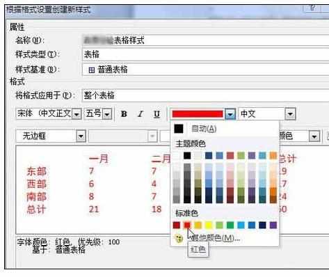 Word中2010版创建自定义表格样式的操作技巧