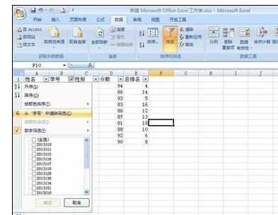 Excel中2010版进行筛选功能的操作使用