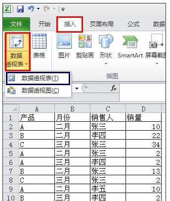 Excel中2010版进行制作数据透视图表的操作技巧