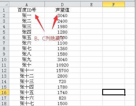 Excel中进行隐藏和取消隐藏行列的方法