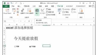 Excel中2013版进行添加选择框按钮的操作技巧