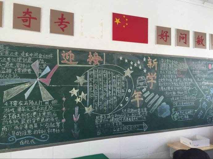 新学期黑板报动漫图片