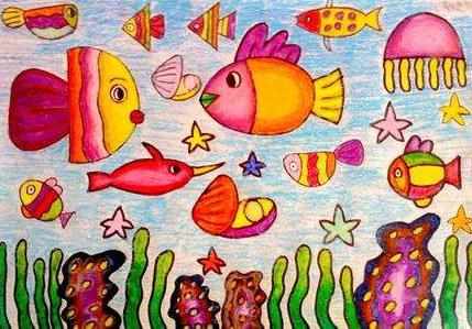 海底世界简笔画带颜色
