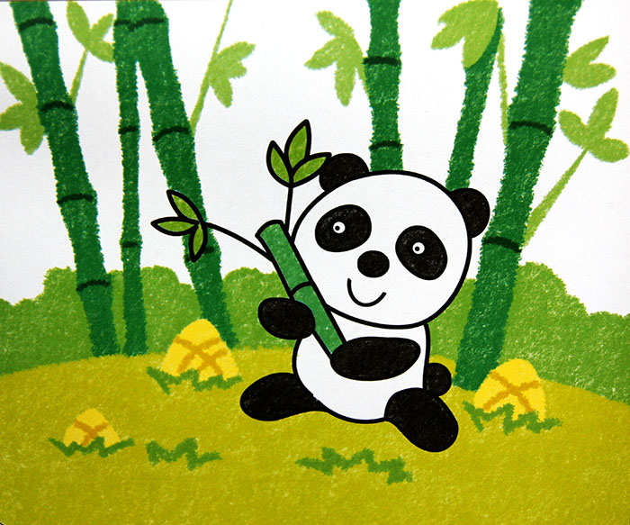 大熊猫吃竹子的图片画欣赏